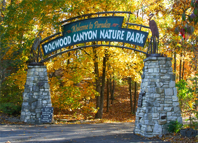 The entrance to Dogwood Canyon Nature Park, just outside Table Rock Lake, beyond which many adventures await.