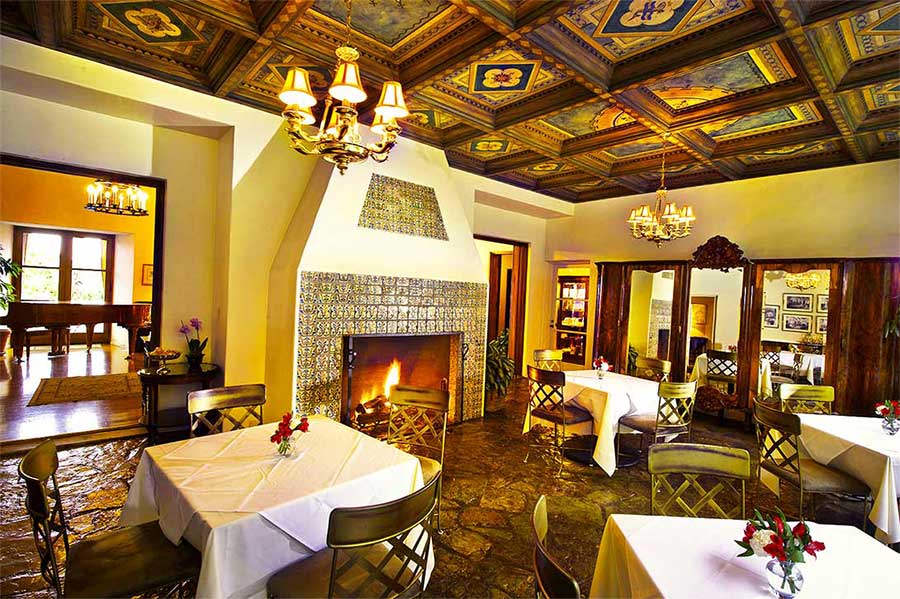 Dining area at The Willows Historic Palm Springs Inn