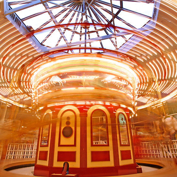 Spinning carousel at Seaside Carousel Mall on the Oregon coast