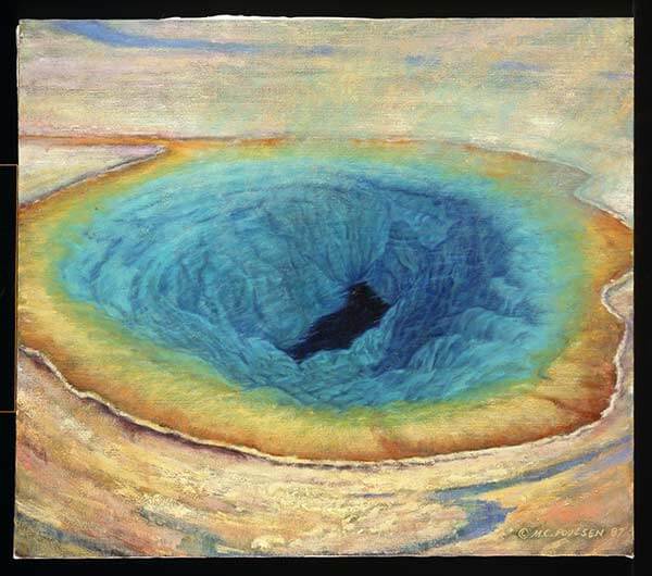 Painting of a hot spring in Yellowstone National Park near Cody, WY