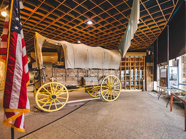Covered wagon at National Historic Trails Center in Casper, Wyoming