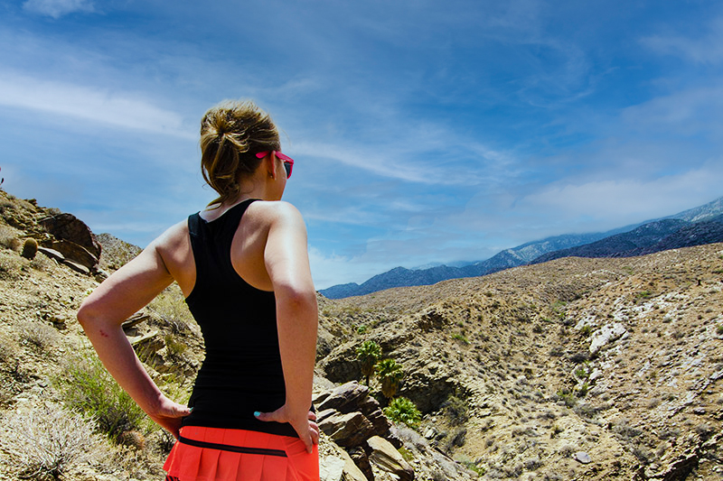 A hiker takes in the view at Indian Canyons, one of the most popular hiking spots in Palm Springs, Ca. 