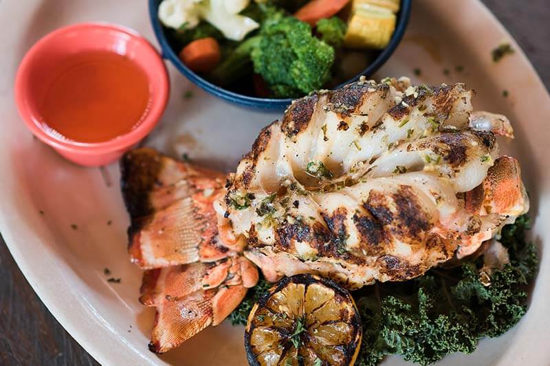 Grilled shrimp with a side of veggies at Cowpoke’s Watering Hole in Sebring, Florida.