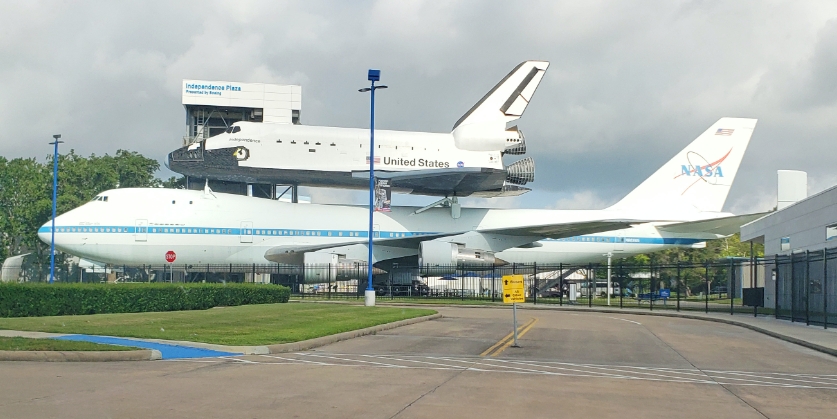 The retired NASA shuttle carrier in Independence Plaza in Bay Area Houston
