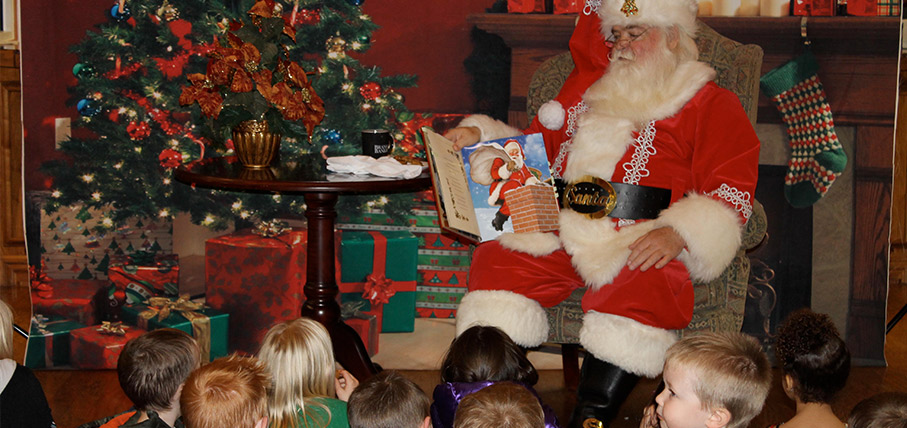 Annual Milk & Cookies with Santa event invites area children to hear Santa share a Christmas story with Milk and Cookies.