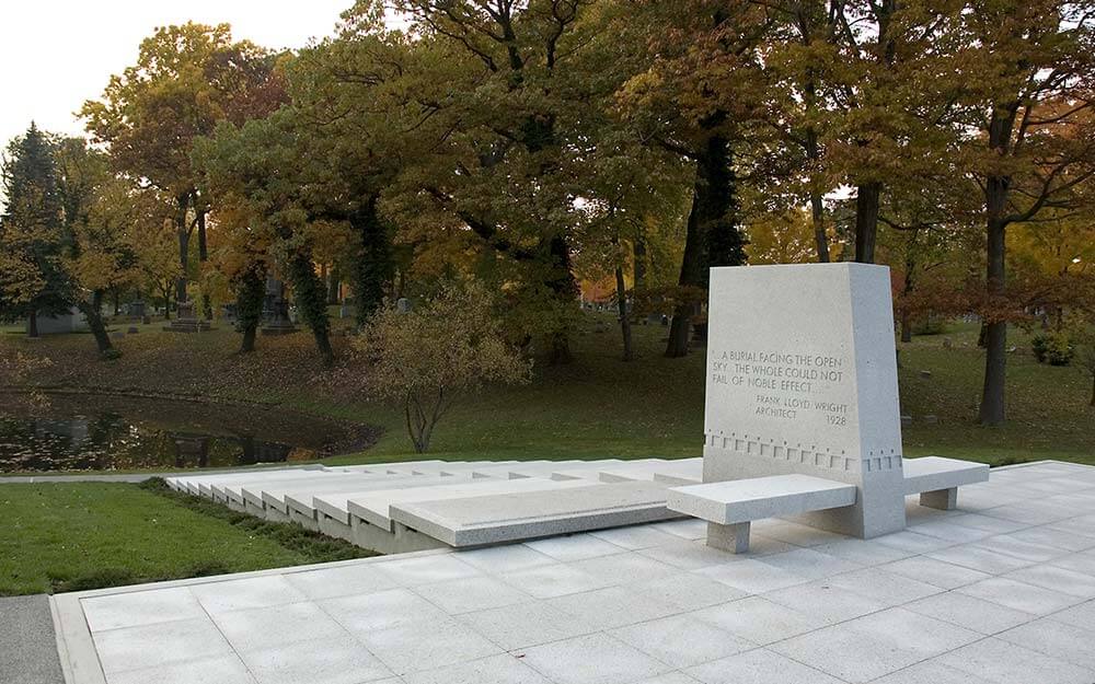 Frank Lloyd Wright initially designed the Blue Sky Mausoleum as a final resting place for Darwin Martin.