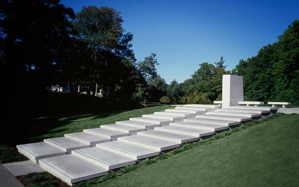 The Blue Sky Mausoleum is one of three Frank Lloyd Wright designs in Buffalo built posthumously decades later.