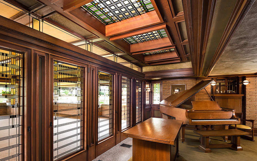 The “Tree of Life” windows are a signature design element inside Frank Lloyd Wright’s Martin House Complex in Buffalo. 