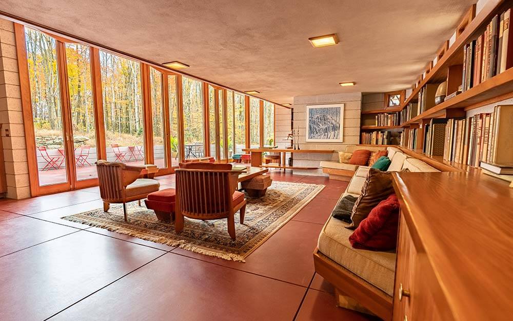 Frank Lloyd Wright’s Mantyla House, pictured here, was initially built in Minnesota before being moved to Polymath Park in Pennsylvania.