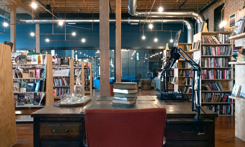 A bookstore brimming with books inside of the historic Lammy Building in Sedalia, MO